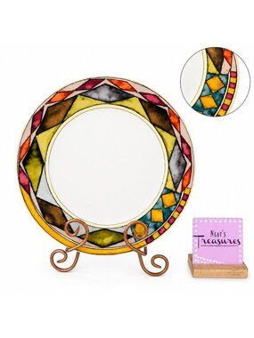 Sasaki PALAZZO Multicolor Diamond & Square Shapes Porcelain Serving 12"  Platter